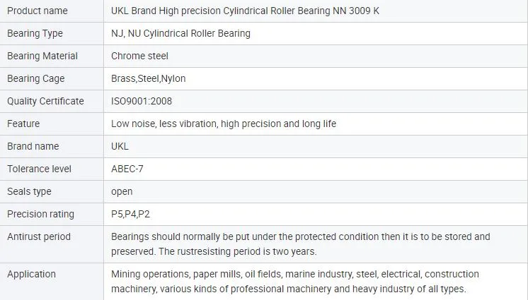 Single Row Cylindrical Roller Bearings Nup 2306 Ecp, Nup 306 Ecj, Nup 306 Ecm, Nup 306 Ecml